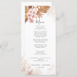 Pampas Grass Terracotta Botanical Wedding Menu