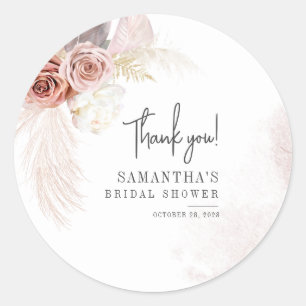 Pampas Grass Terracotta Bridal Shower Classic Round Sticker