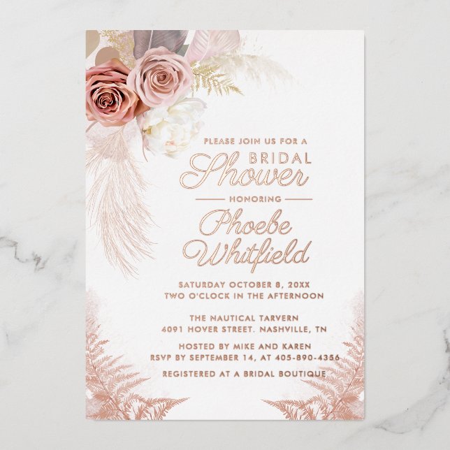 Pampas Grass Terracotta Bridal Shower Rose Gold (Front)