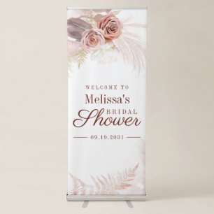 Pampas Grass Terracotta Bridal Shower Welcome Retractable Banner