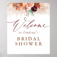 Pampas Grass Terracotta Bridal Shower Welcome Sign