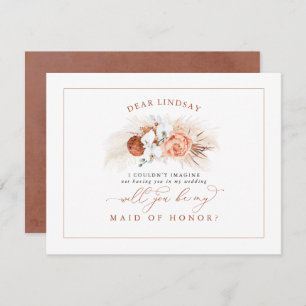 Pampas Grass Terracotta Bridesmaid Proposal Invitation
