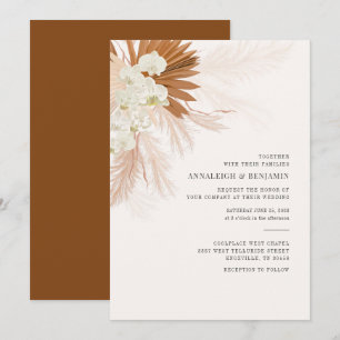 Pampas Grass Terracotta Desert Fall Wedding Invitation