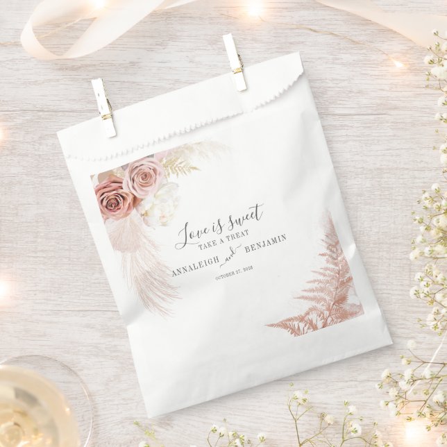 Pampas Grass Terracotta Desert Palm Script Wedding Favour Bags (Clipped)
