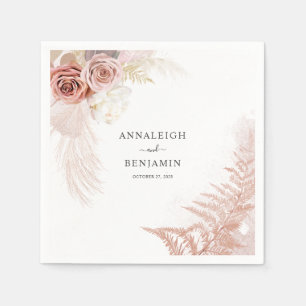 Pampas Grass Terracotta Desert Wedding Cocktail Napkin