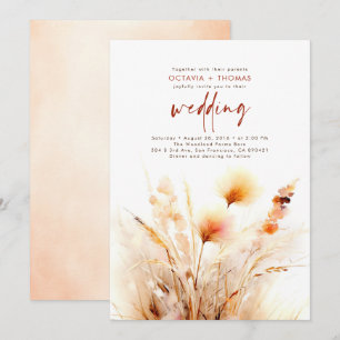 Pampas Grass Terracotta Floral Boho Fall Wedding Invitation