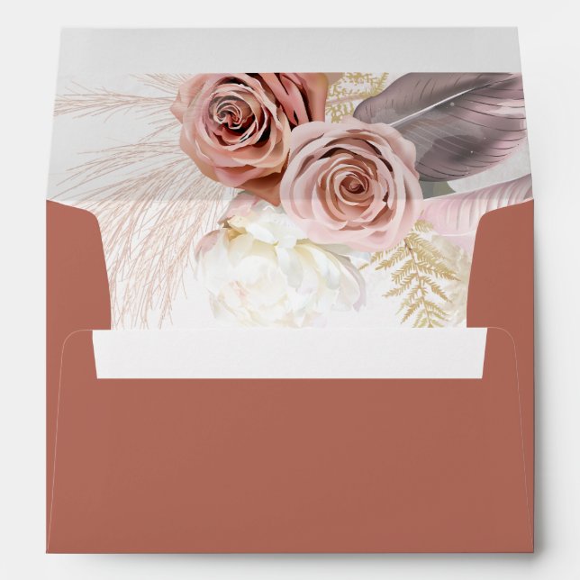 Pampas Grass Terracotta Floral Botanical Envelope (Back (Bottom))