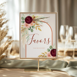 Pampas Grass Terracotta Floral Favour Table Sign