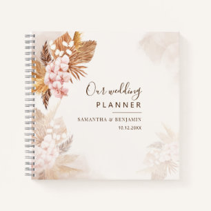 Pampas Grass Terracotta Floral Wedding Planner Notebook