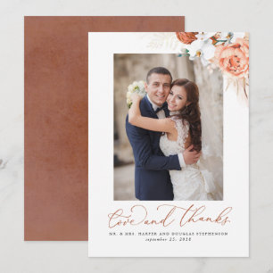 Pampas Grass Terracotta Floral Wedding Thank You