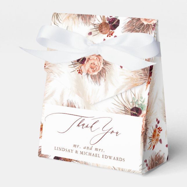 Pampas Grass Terracotta Flowers Tropical  Favour Box (Front Side)