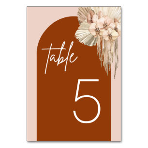 Pampas Grass Terracotta Minimalist Boho Table Number