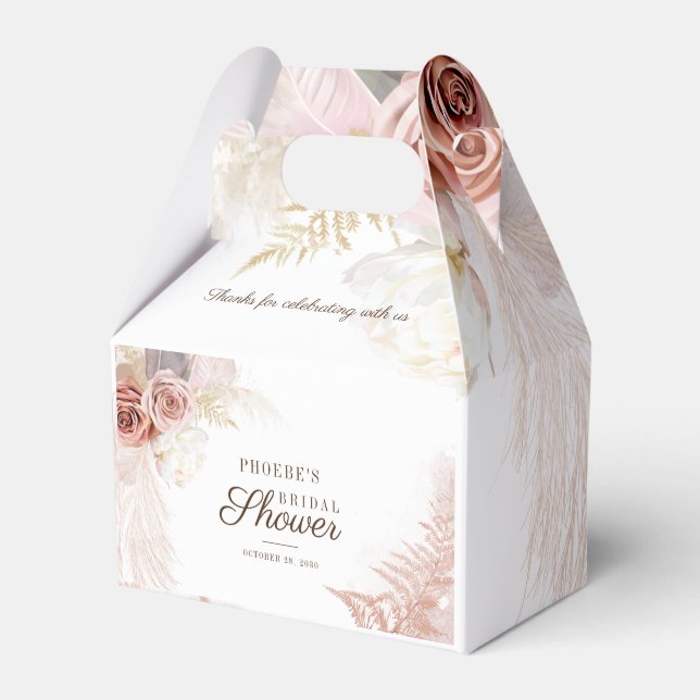 Pampas Grass Terracotta Palms Bridal Shower Favour Box (Front Side)