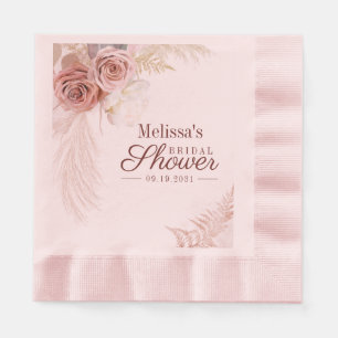 Pampas Grass Terracotta Pink Floral Bridal Shower Napkin