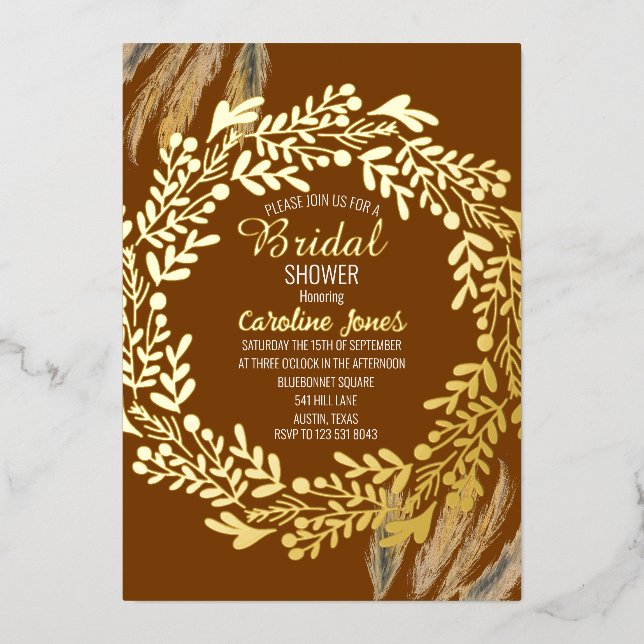Pampas Grass Terracotta Rust Gold Bridal Shower (Front)