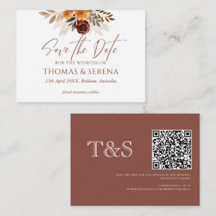 Pampas Grass Terracotta Save The Date QR Code Card