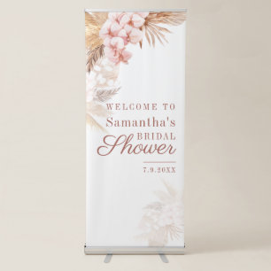 Pampas Grass Terracotta Script Bridal Shower Retractable Banner