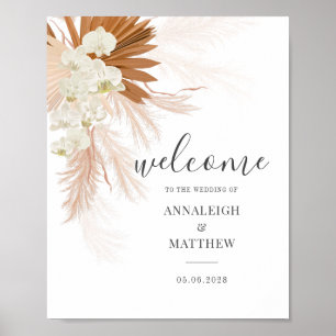 Pampas Grass Terracotta Script Minimalist Wedding Poster
