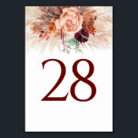 Pampas Grass Terracotta Table Number Cards<br><div class="desc">Pampas grass and terracotta flowers wedding table number cards</div>