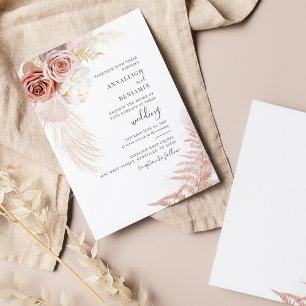 Pampas Grass Terracotta Tan Floral Blush Wedding Invitation