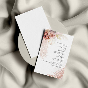 Pampas Grass Terracotta Tan Watercolor Wedding Invitation