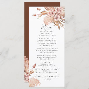 Pampas Grass Terracotta Watercolor Wedding Menu