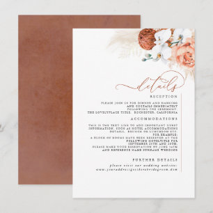 Pampas Grass Terracotta Wedding Details Enclosure Card