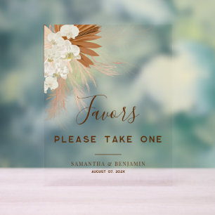 Pampas Grass Terracotta Wedding Favours Acrylic Sign