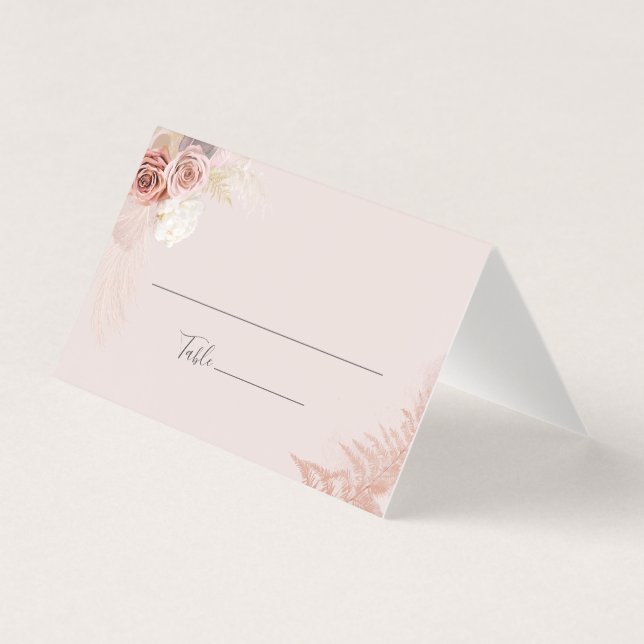 Pampas Grass Terracotta Wedding Floral Place Card (Front)