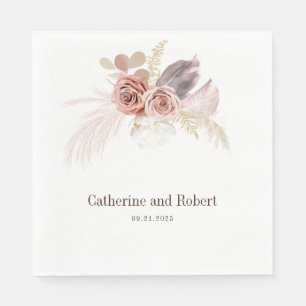 Pampas Grass Terracotta Wedding Paper Napkin