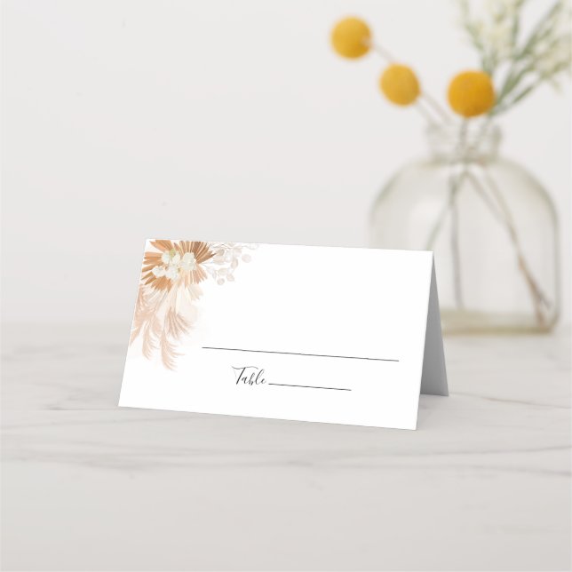 Pampas Grass Terracotta Wedding Place Card (Front)