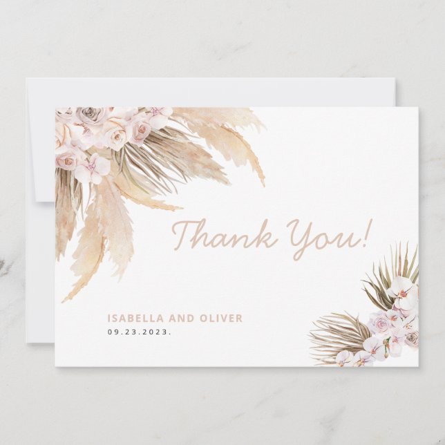 Pampas Grass Thank You card beige (Front)