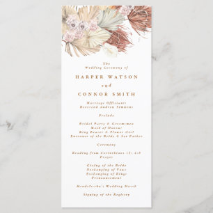 Pampas Grass Tropical Jungle Floral Wedding Programme