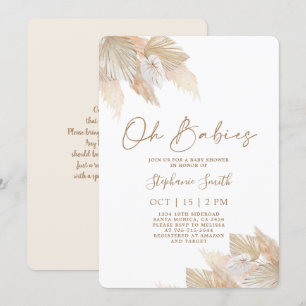 Pampas Grass Twins Baby Shower Invitation