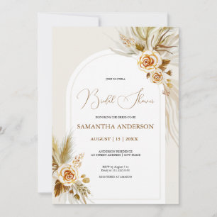 Pampas grass watercolor boho Bridal Shower Invitation