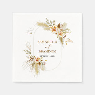 Pampas grass watercolor boho Elegant Wedding Napkin