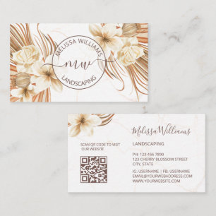 Pampas Grass Watercolor Boho Logo Business Card