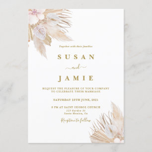 Pampas grass watercolor wedding invitation