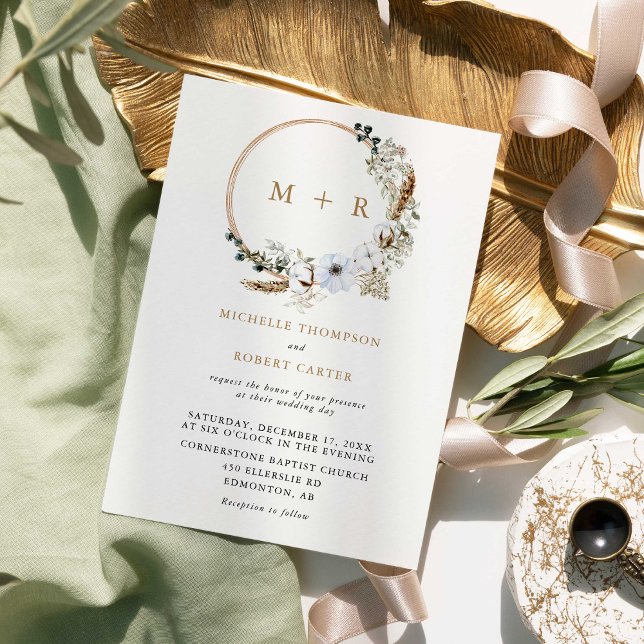 Pampas Grass Wedding Boho Elegant Terracotta Invitation (Creator Uploaded)