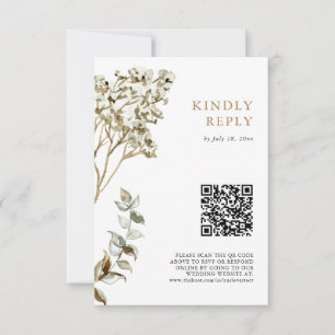 Pampas Grass Wedding Boho QR Code RSVP Card