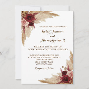 Pampas Grass Wedding Country Chic Invitation