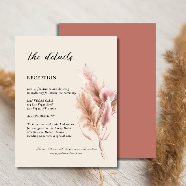 Pampas Grass Wedding Details  Enclosure Card (Creator Uploaded)