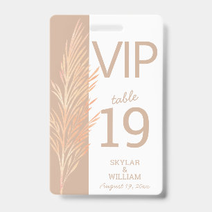 Pampas Grass Wedding Fun VIP Creative Place Card ID Badge