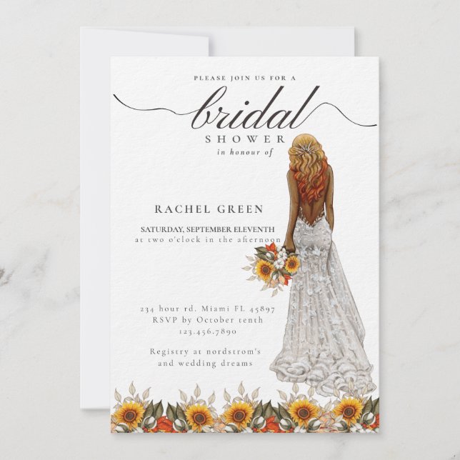 Pampas Grass Wedding Gown Boho Bridal Shower Invitation (Front)