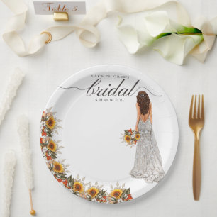 Pampas Grass Wedding Gown Boho Bridal Shower Paper Plate
