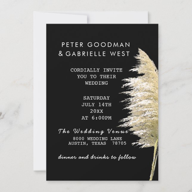 Pampas Grass Wedding Invitation (Front)