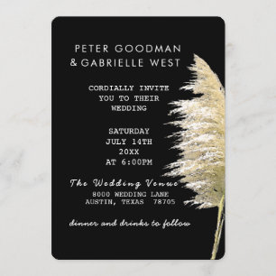 Pampas Grass Wedding Invitation Rounded