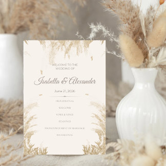 Pampas Grass Wedding Program Invitation