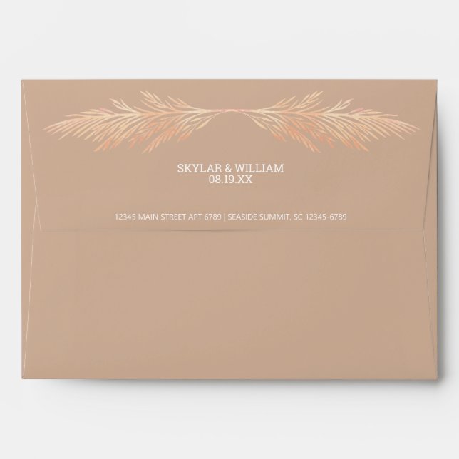 Pampas Grass Wedding Sand Tan Brown Boho Envelope (Back (Top Flap))