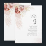 Pampas Grass Wedding Table Number Card<br><div class="desc">Plan your wedding reception with precision, from save the date, to day of the wedding events like the reception and seating arrangements with these botanical eucalyptus leaves table number seating chart cards. Simple plug in the names of the guests and the table numbers. This way, the wedding party will arrive...</div>